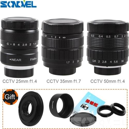 FUJIAN 35mm F1.7 CCTV Movie Lens + 25mm f1.4 TV Lens + 50mm f1.4 TV Lens for Canon EOS M M2 M3 M5 M6 M10 Mirrorless Camera