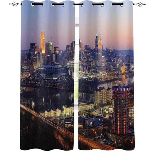 City Buildings Modern Bustling Street Cars Curtains For Living Room Window Curtain For Bedroom Modern Interior Home Decoration