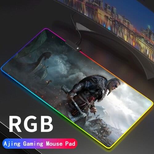 Custom DIY Pattern Anime Assassins Creed Gaming RGB MousePad Large Locking Edge Speed Gamer LED Mouse Pad Soft Laptop Mat
