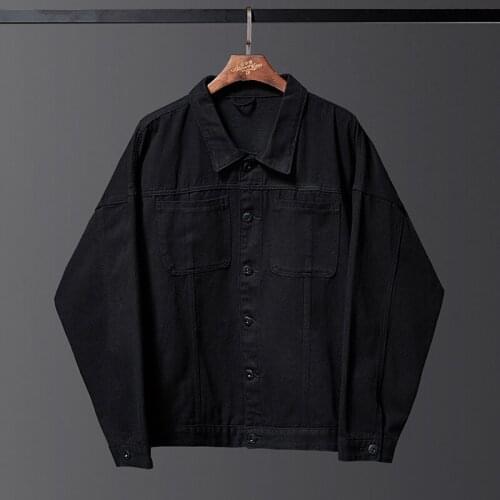 Plus Size Clothes 5XL 8XL Japanese Streetwear Korean Mens Denim Jacket 2021 Spring and Autumn Casual Loose Black Outerwear
