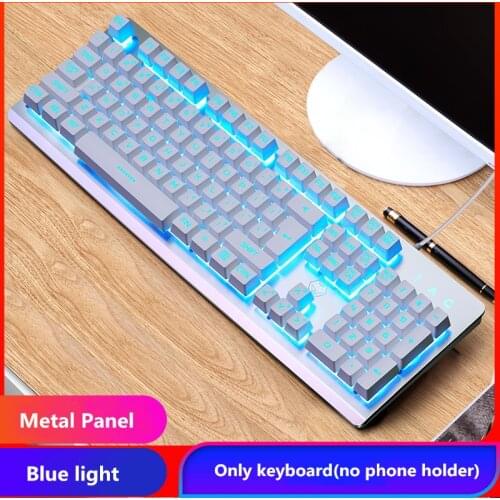 Metal USB Wired Gaming Keyboard Mouse Kit Full Size 104 keys Mechanical Feeling RGB for PC Laptop Computer White Black New