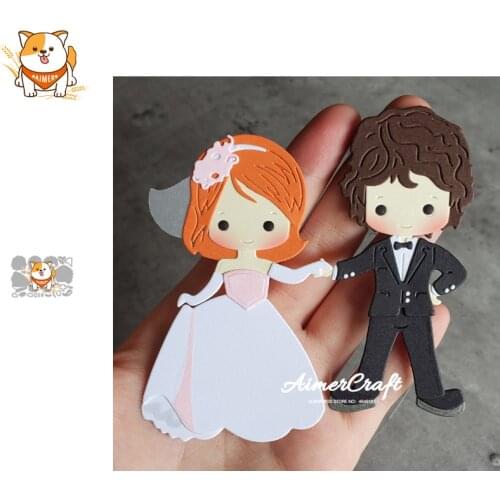 Bride Groom Wedding Metal Cutting Dies Mold Knife Scrapbooking Stencil DIY Embossing Craft Die Cuts Card Making New Die For 2020