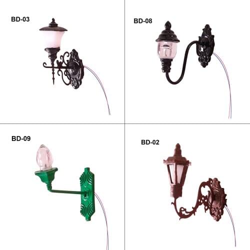 5Pcs 3V Miniature Wall Light Model LED Lamppost Courtyard Garden Single Head Model Decoration Accessories Toys