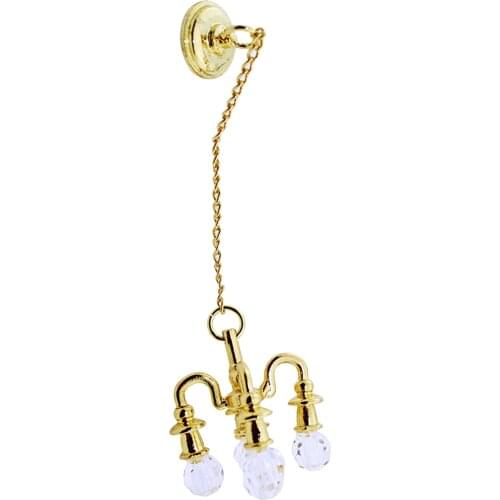 1pc Simulation Mini Golden Ceiling Light 1:6 1:12 Dollhouse Chandelier Retro Model DIY Doll Toys