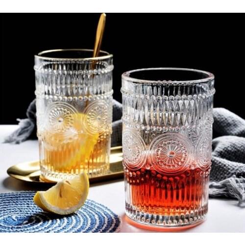 Fashion Golden Rim Beer Glass Cup Cocktails Cups Home Breakfast Milk Juice Mugs Kitchen Festival Party Drinkware