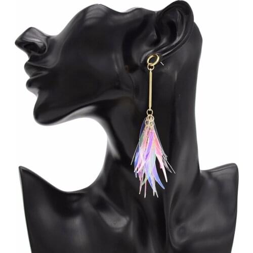 Fashion Bling Long Drop Dangle Earrings for Women Handmade Colorful Sequins Tassel Earrings Ethnic Statement Jewelry Brincos