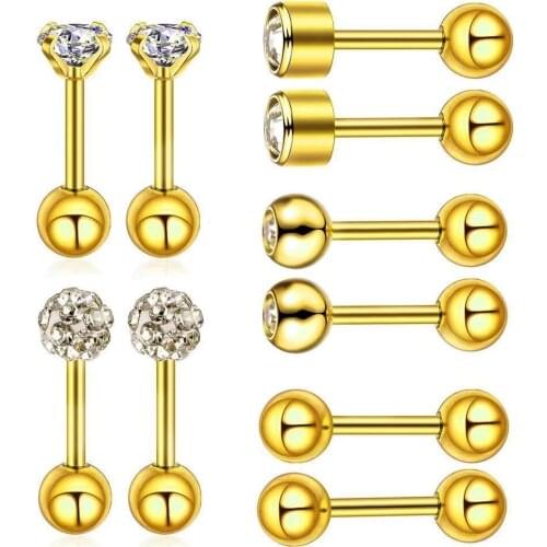10PCS/Set 18G Labret Piercing Stud Lip Ring Set Crystal Labret Ring Jewelry Helix Piercing Tragus Earring Cartilage Nose Pircing