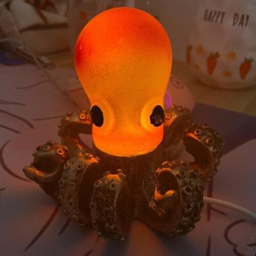 Octopus Table Lamp Decorations For Home Funny Resin Statue Handicraft Decorative Ornament Light Cute DIY Decoration For Desk