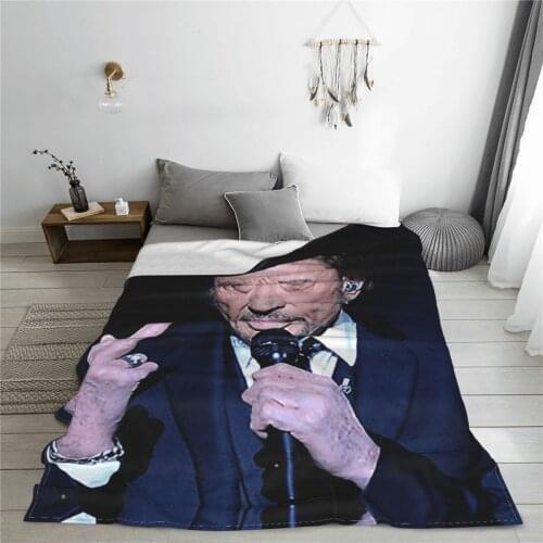 Wearable warm flannel Johnny And Hallyday blanket Rock Singer blankets for Sofa Sherpa Fleece Bedspread Wrap