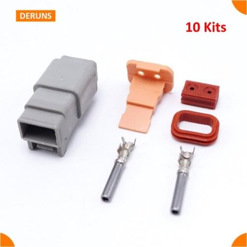New Brand 10Kits Female 2 Pin Deutsch Waterproof Sealed Auto Connector Plug Sets DT06-2S