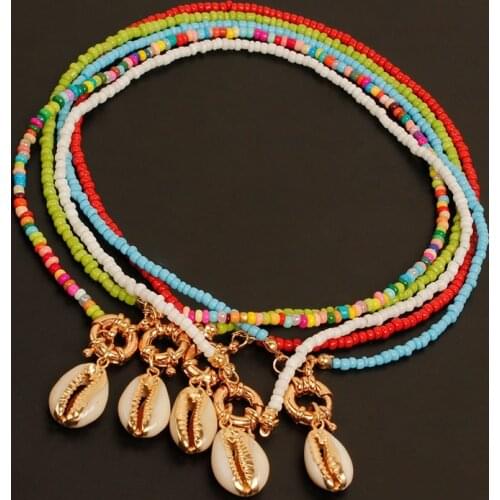 Natural Shell Beaded Necklace Bohemia 15.75in Beaded Choker Necklace Colorful Bead Necklace Jewelry Accessories