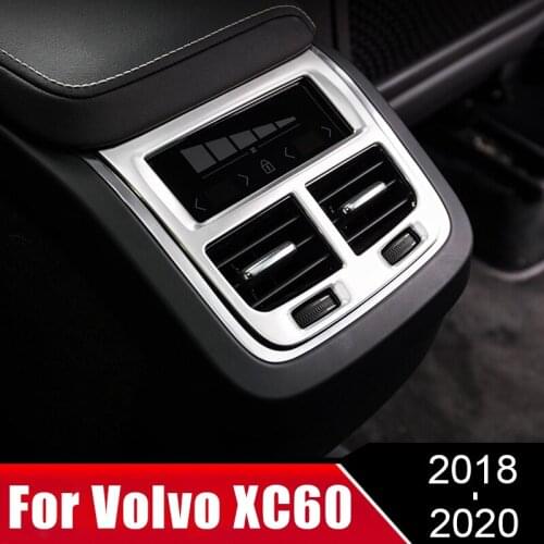 For Volvo XC60 2018 2019 2020 Stainless Steel Rear Seat AC Outlet Box Air Vent Panel Cover Internal Accessories
