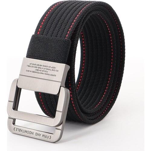 Flying Art Mens Nylon Casual Herringbone Belt Pistol Double Ring Buckle Quick Release Youth Fashion Ladies Wild Belt