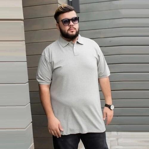 Summer Men Polo Shirts Short Sleeve Turn-Down Collar Tees Plus Size Big 8XL 9XL 10XL Oversize Loose Shirts Tops Cotton 52 54 70