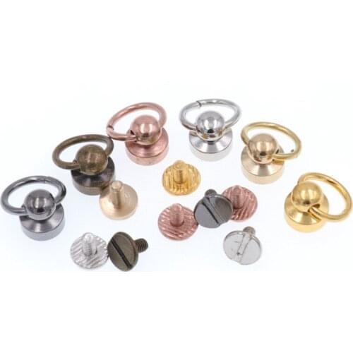 DIY leather craft solid brass screws rivet with o ring handle 10pcs/lot