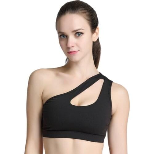 Sexy One shoulder Sports Bra for Women Fitness Running Gym Crop Tops Shockproof Quick Dry Yoga Bras Lingerie
