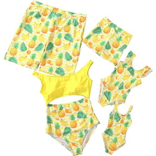 Family Matching Swimwear One Piece Mother Daughter Swimwear Women Men Baby Boys Girl Swimsuit Bathing Suit