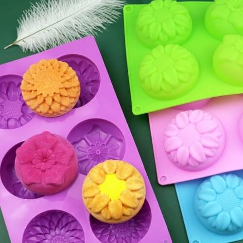DIY 1 Piece 6 Flower Silicone Cake Mold Ice Cream Chocolate Molds Soap Silicone Molds 3D Cupcake Bakeware Baking Dish Cake E613