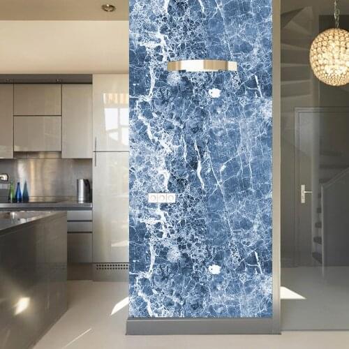 Blue Self-adhesive PVC Waterproof Oil-Proof Marble Wallpapers Contact Paper Bathroom Kitchen Furniture Renovation Wall Sticker