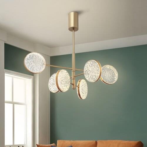 Nordic living room lights simple modern golden creative personality bedroom lights light luxury acrylic restaurant chandeliers