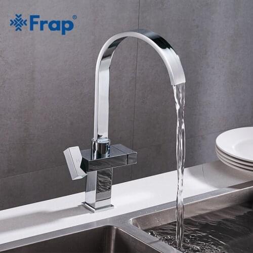Frap Hot and Cold Water Kitchen Faucet Deck Mounted Mixer Tap Dual Holder Single Hole Waterfall Kitchen Sink Mixer Taps Y40023