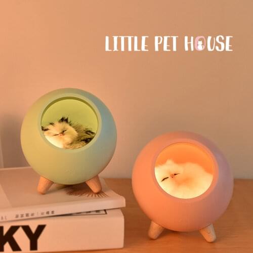 Desk Table Lamp Creative Cat LED Night Light Touch Sensor Dimming USB Rechargeable Bedroom Bedside Lamp for Children Baby Gift