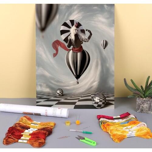 Woman Girl Printed Fabric 11CT Cross-Stitch DIY Embroidery Kit DMC Threads Handiwork Needlework Painting Craft Different