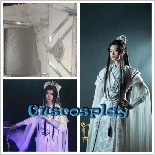 Unisex Er Ha Chu Wanning Cosplay Costume Tian Guan Ci Fu Xie Lian White Hanfu Chinese Anime Outfits for Halloween Christmas