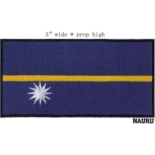 3" wide Nauru embroidery flag patch for yellow stripes/sun spangle/sewing on kids clothes