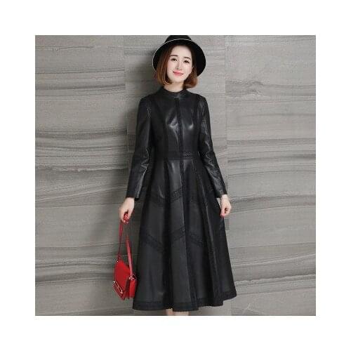 Top brand Fashion Genuine New Sheep Leather Trench H71 high quality
