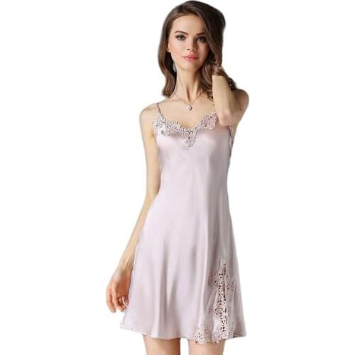 Real Silk Sleep Skirt Female Summer 100% Mulberry Silk SexAppeal Real Silk Condole Belt Pajamas Temptation Female