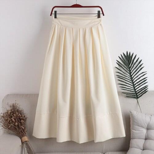2020 New Autumn Winter Fashion High Waist Pleated Skirts Women Elegant Skirt Sweet Slim A-Line Skirt Female Zip waist Skirt