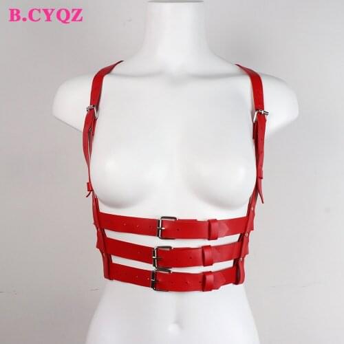 B.CYQZ Gothic Leather Suspender Harness Women Punk Sword Belt Adjustable Waistband Goth Garter Sexy Lingerie Body Bondage Strap