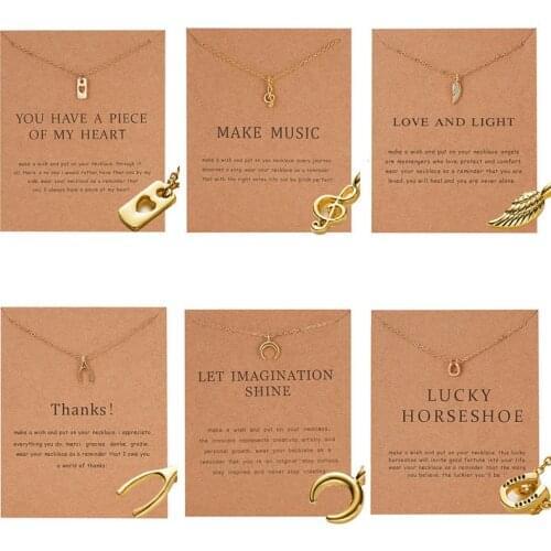 Moon Angel Wings Horseshoe Choker Women Necklaces Gold Color Metal Heart Wishbone Fashion Fancy Lady Jewelry Party Necklace