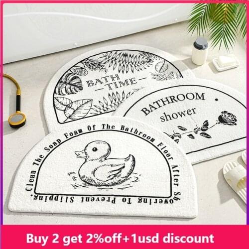 1pc Bathroom Mat Semicircle Floor Mat Entrance Door Mat Non-slip Mats Cartoon Rug Dustproof Absorbent Carpet Bath Tub Mat