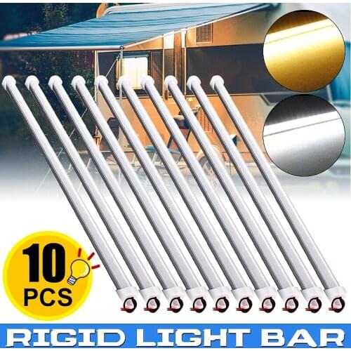 10Pcs 5Pcs DC12V 30/50CM Waterproof LED Rigid Strip Light Lamp Bar Display Cabinet Under Counter Closet Car Interior Lighting
