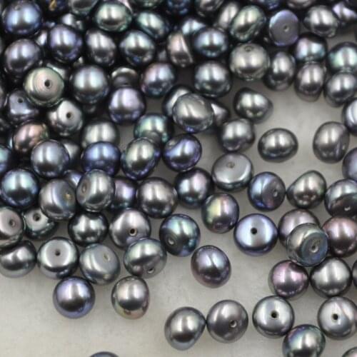 Fine 100 pcs 6-6.5mm peacock black button pearl half hole