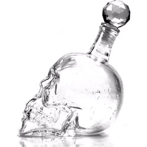 Free Shipping 2PCS Glass Skull Face Decanter Bottles Bottling Set of 2