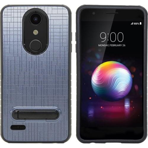 2In1 Grid Armor Case Kickstand TPU & Hard Back Anti Shock Cover For LG K10 2018 / K30 / Premier Pro LTE / K10 Alpha/Phoenix Plus