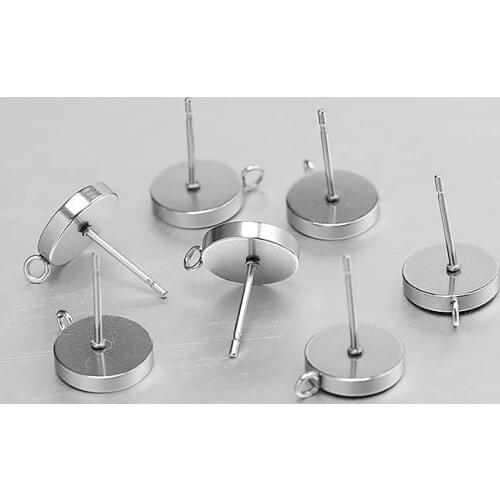 20pcs/lot Stainless Steel Cameo Base Earring Stud Base Blanks Cameo Bezel Glass Cabochons Earring Setting Diy Jewelry Making