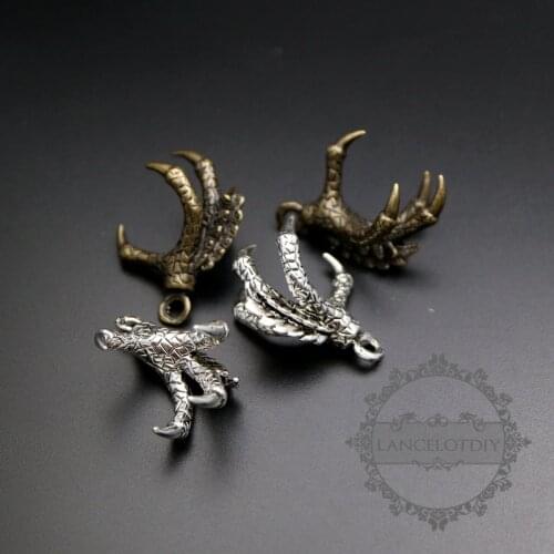 25x33mm vintage style antiqued silver,bronze color 16mm beads settings steampunk claw pendant DIY charm jewelry 1810474
