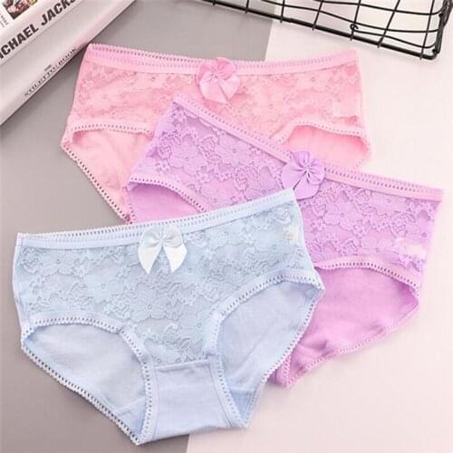4PCS/Lot Children Cotton Underwear Young Girls Briefs Solid Low Waist Short Briefs Comfortable Ladies Panties TWY-5309-1-4p