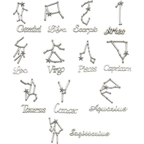 X7YC 48 Pcs/Box Mixed 12 Constellations Alloy Material UV Epoxy Resin Mold Filling