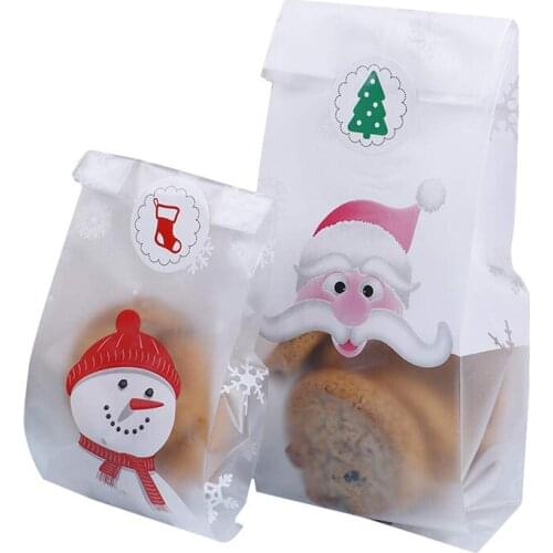 5pcs winter Santa Claus Snowman snowflake Cookie Bakery Candy Biscuit chocolate Bag Gift Wrapping Christmas decoration favor