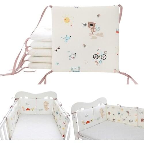 6 Pcs Baby Soft Cotton Crib Bumper Newborn Bed Cot Protector Pillows Infant Cushion Mat Nursery Bedding Room Decor 69HE