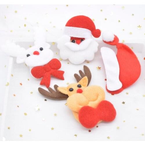 6Pcs/lot Santa Claus Elk Christmas Hat Applique for DIY Christmas Tree Clothes Gloves Sewing Supplies Headwear Decor Patches L25