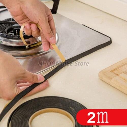 Black 2M Waterproof Sealing Strips Security Kitchen Gas Stove Gap Window Sealing Adhesive Tape Dust Proof Sink Stove Crack Strip