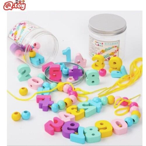 TOP Wooden toys preschool Montessori math geometry digital cognition educational toy girls decoration loop bracelet number bead