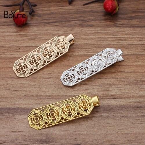 BoYuTe (20 Pieces/Lot) 15*46MM Filigree Hair Clips Factory Supply Diy Metal Brass Hair Accessories Handmade Materials