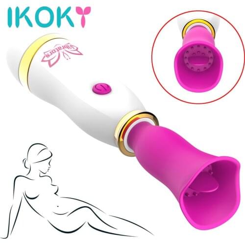IKOKY 12 Speed AV Stick Tongue Licking Vibrator Silicone Sex Toys for Woman Nipple Clitoris Licking Stimulator Masturbator